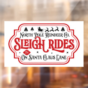Festive Christmas North Pole sleigh rides Window Cling