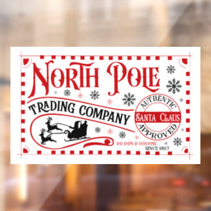 Festive Christmas North Pole trading company Window Cling