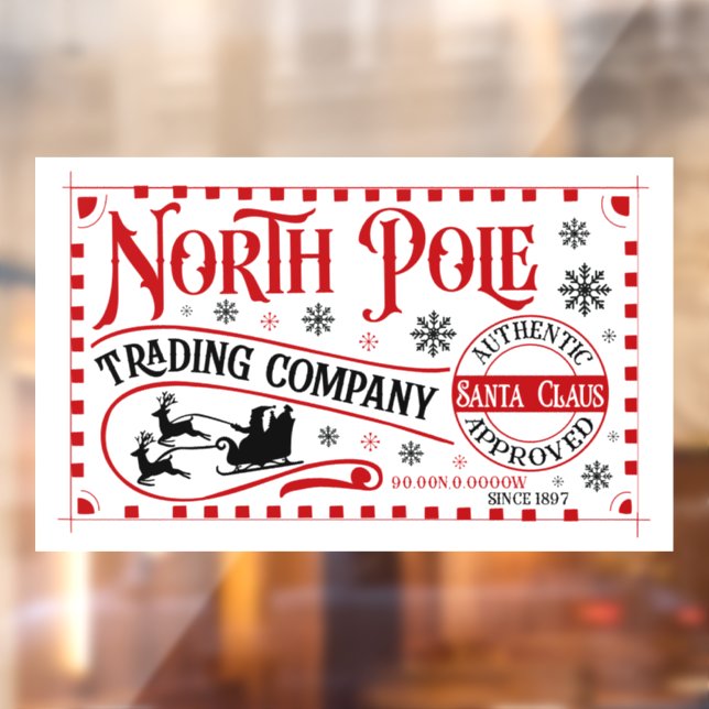 Festive Christmas North Pole trading company Window Cling (Sheet 2)
