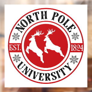 Festive Christmas North Pole University Window Cling