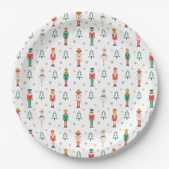Festive Christmas Nutcracker Ballerina Paper Plate (Front)