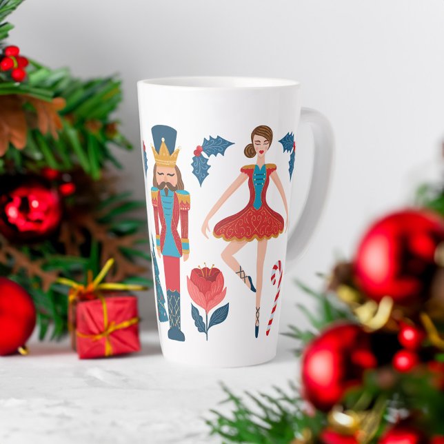 Festive Christmas Nutcracker Ballet Characters  Latte Mug (Festive Christmas Nutcracker Ballet Characters Latte Mug)