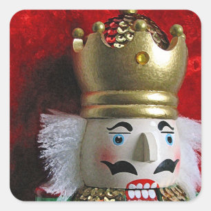 Festive christmas nutcracker holiday card wine lab square sticker