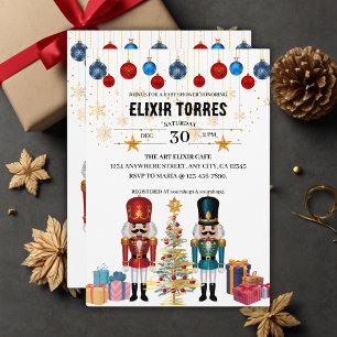 Festive Christmas Nutcracker Ornaments Baby Shower Invitation
