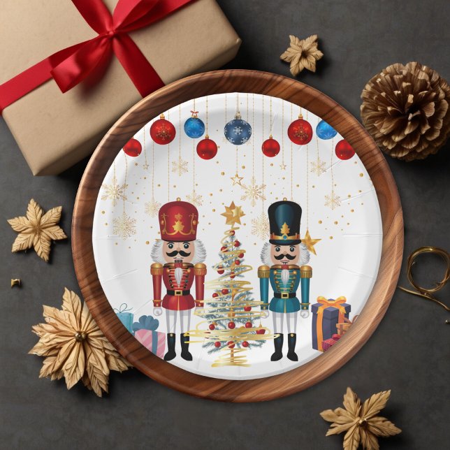 Festive Christmas Nutcracker Ornaments Baby Shower Paper Plate (Creator Uploaded)