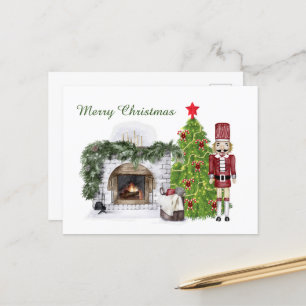 festive Christmas nutcracker tree Holiday Postcard