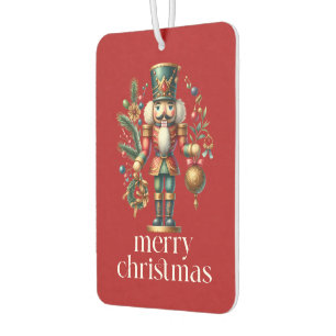 Festive Christmas Nutcrackers On Red Car Air Freshener