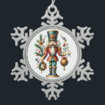 Festive Christmas Nutcrackers  Snowflake Pewter Christmas Ornament<br><div class="desc">Colourful Christmas nutcracker ornament design with holiday symbols</div>