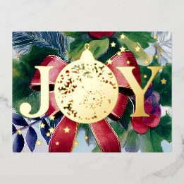 Festive Christmas Ornament Foil Holiday Post Card