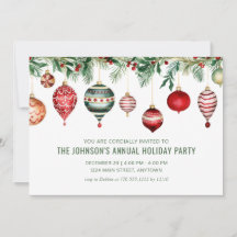 Festive Christmas Ornament Party Invitation