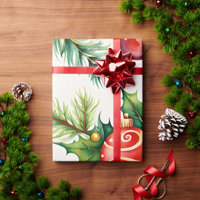 Festive Christmas Ornament Patterns  Wrapping Paper (Holiday Gift)