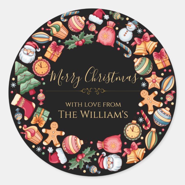 Festive Christmas Ornaments Christmas Gift   Classic Round Sticker (Front)