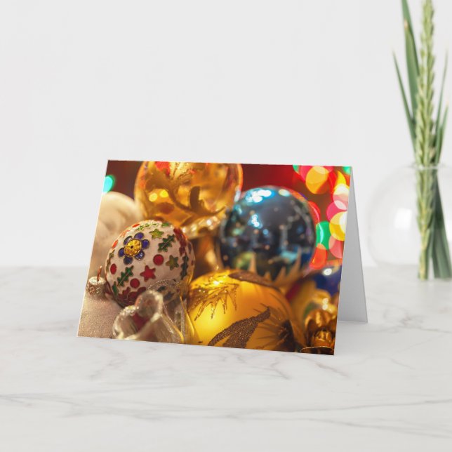 Festive Christmas Ornaments Close up Card (Front)