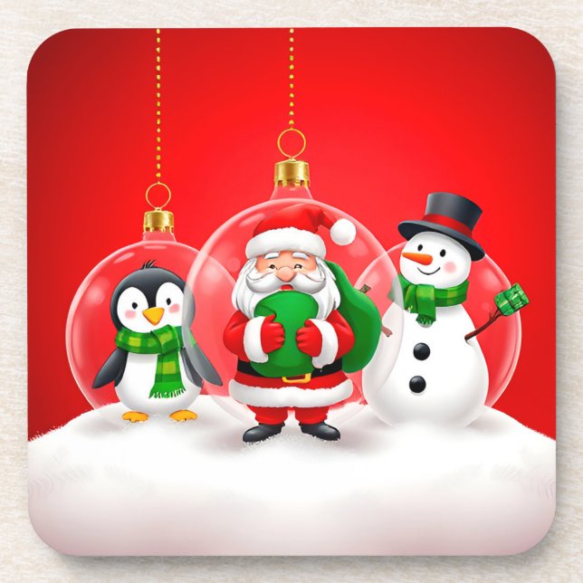 Festive Christmas Ornaments Coaster (Front)