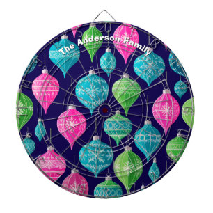 Festive Christmas Ornaments Colourful Personalised Dartboard