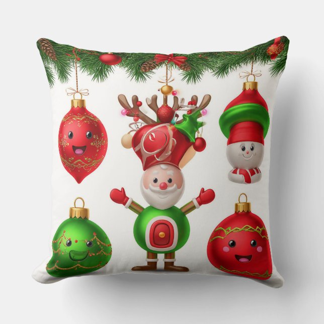 Festive Christmas Ornaments Cushion (Front)