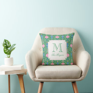 Festive Christmas Ornaments Monogram Cushion