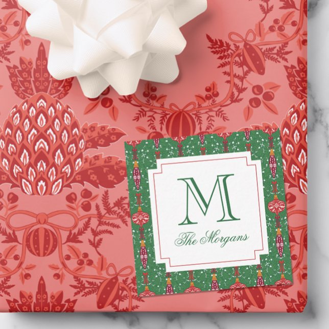 Festive Christmas Ornaments Monogram Enclosure Card (Creator Uploaded)