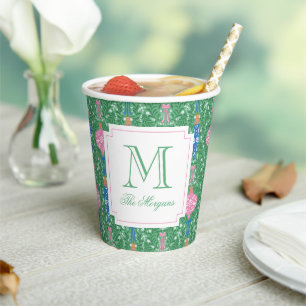 Festive Christmas Ornaments Monogram Paper Cups