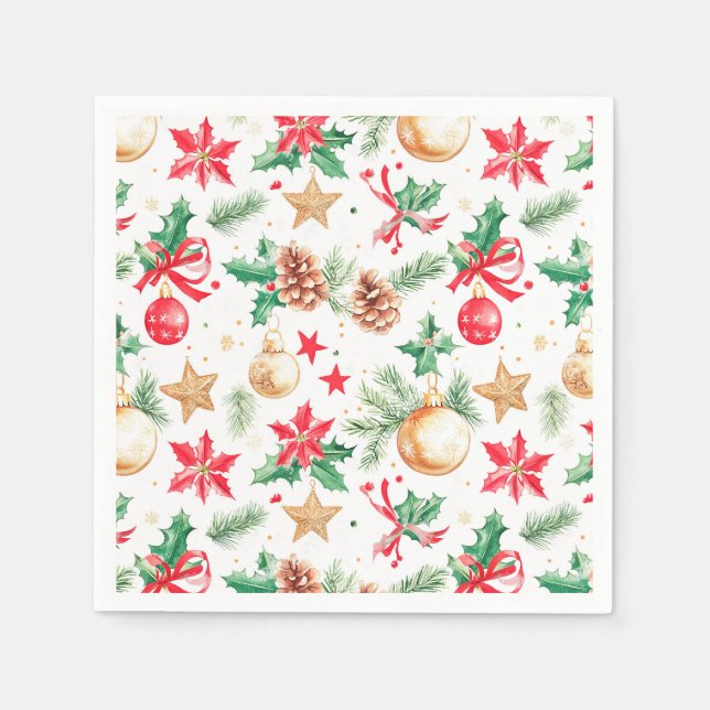 Festive Christmas Ornaments Napkin (Front)