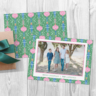 Festive Christmas Ornaments Pattern Photo Holiday Card