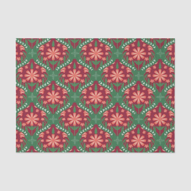 Festive Christmas Ornaments Pattern Tissue Paper (Front)