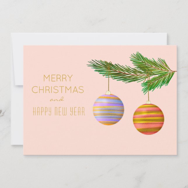 Festive Christmas Ornaments Personalised Holiday Card (Front)