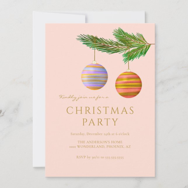 Festive Christmas Ornaments Personalised  Invitation (Front)