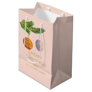 Festive Christmas Ornaments Personalised  Medium Gift Bag