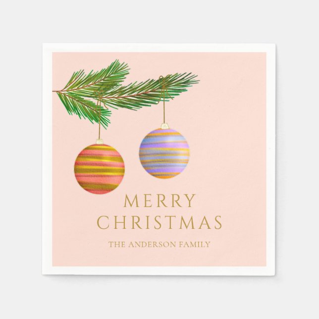Festive Christmas Ornaments Personalised  Napkin (Front)