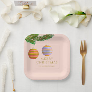 Festive Christmas Ornaments Personalised  Paper Plate