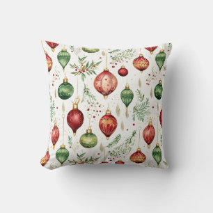 Festive Christmas Ornaments Seamless Pattern Cushion