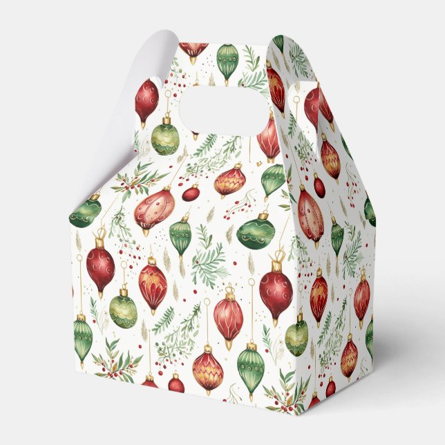 Festive Christmas Ornaments Seamless Pattern Favour Box (Front Side)