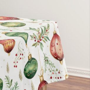 Festive Christmas Ornaments Seamless Pattern Tablecloth