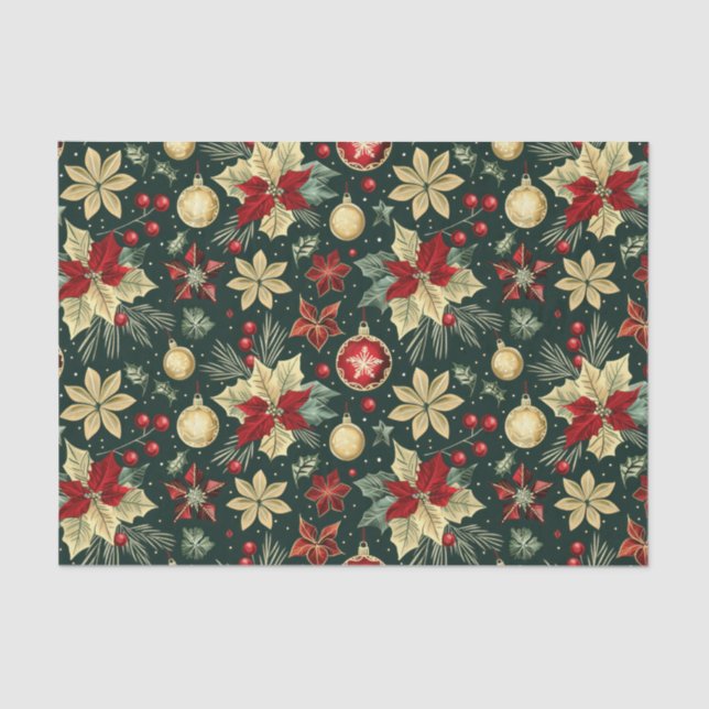 Festive Christmas Ornaments Seamless Pattern Tissue Paper (Front)