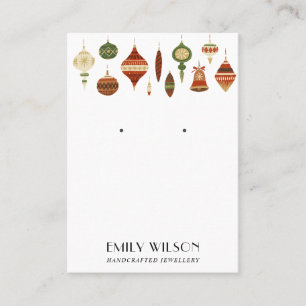 FESTIVE CHRISTMAS ORNAMENTS STUD EARRING DISPLAY BUSINESS CARD