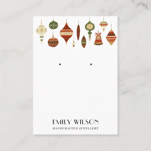 FESTIVE CHRISTMAS ORNAMENTS STUD EARRING DISPLAY BUSINESS CARD (Front)