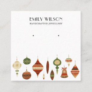 FESTIVE CHRISTMAS ORNAMENTS STUD EARRING DISPLAY SQUARE BUSINESS CARD
