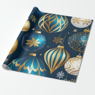 festive christmas ornaments wrapping paper