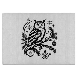 Festive Christmas Owl Graphic Cutting Board