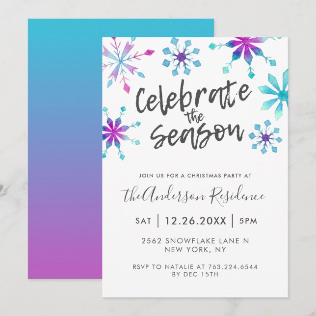 Festive Christmas Party Celebrate the Season Invitation (Front/Back)