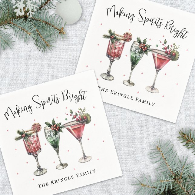 Festive Christmas Party Cocktail Napkin (Festive Christmas Party Cocktail Napkins)