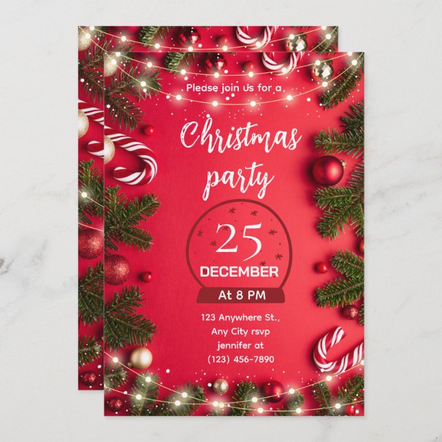 Festive Christmas Party Invitation (Front/Back)