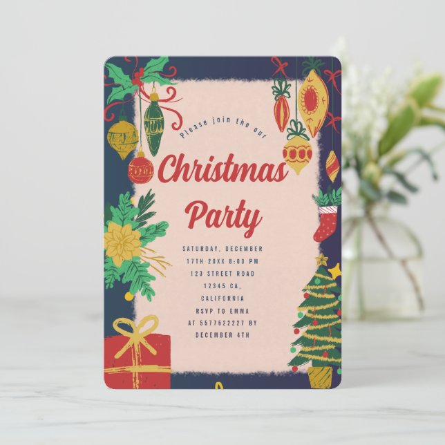 Festive Christmas Party Invitation (Standing Front)