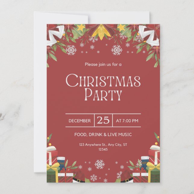 Festive Christmas Party Invitation (Front)