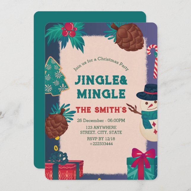  Festive Christmas Party Invitation (Front/Back)