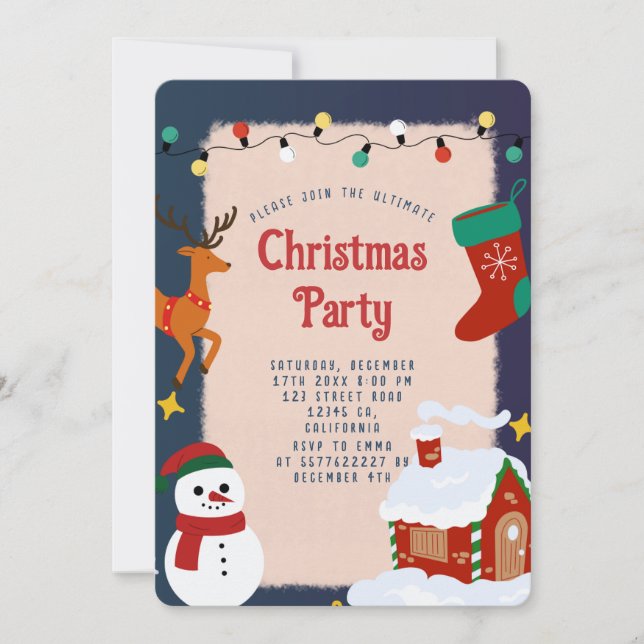 Festive Christmas Party Invitation (Front)