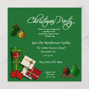 Festive Christmas Party Invitation-with Quote Invitation