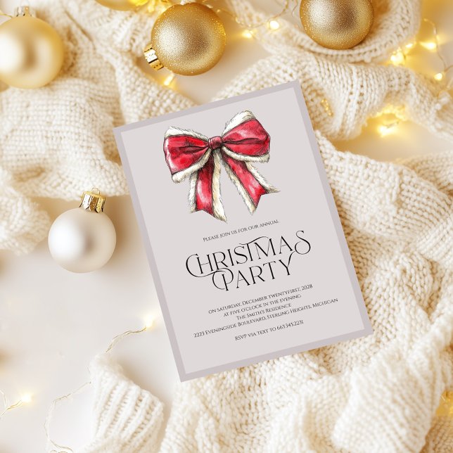 Festive Christmas Party Invite with Santa bow (Creator Uploaded)