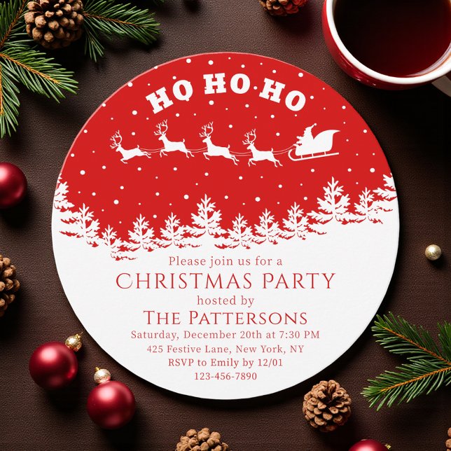 Festive Christmas Party Santa Red White Invitation (Creator Uploaded)